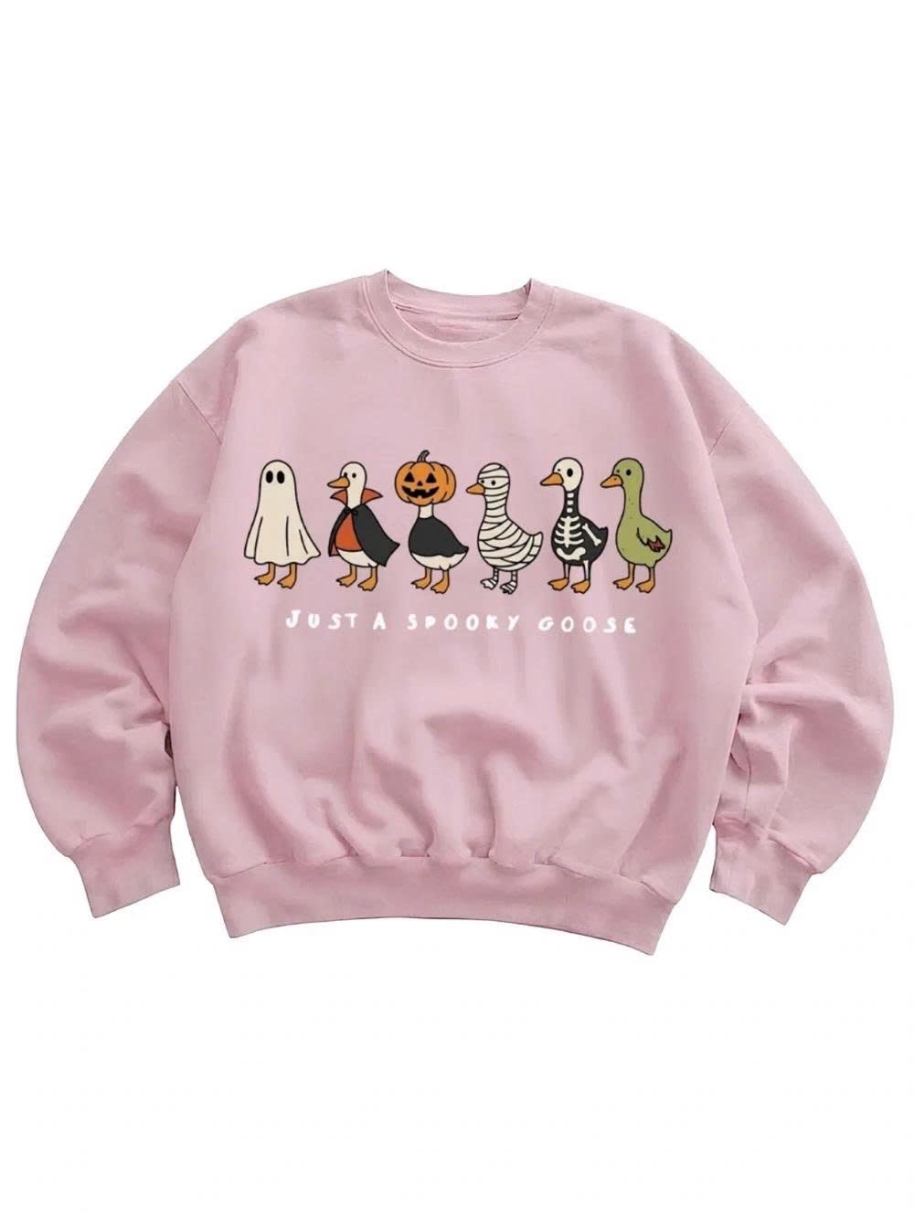 Pink "Just A Spooky Goose" Graphic Sweatshirt
